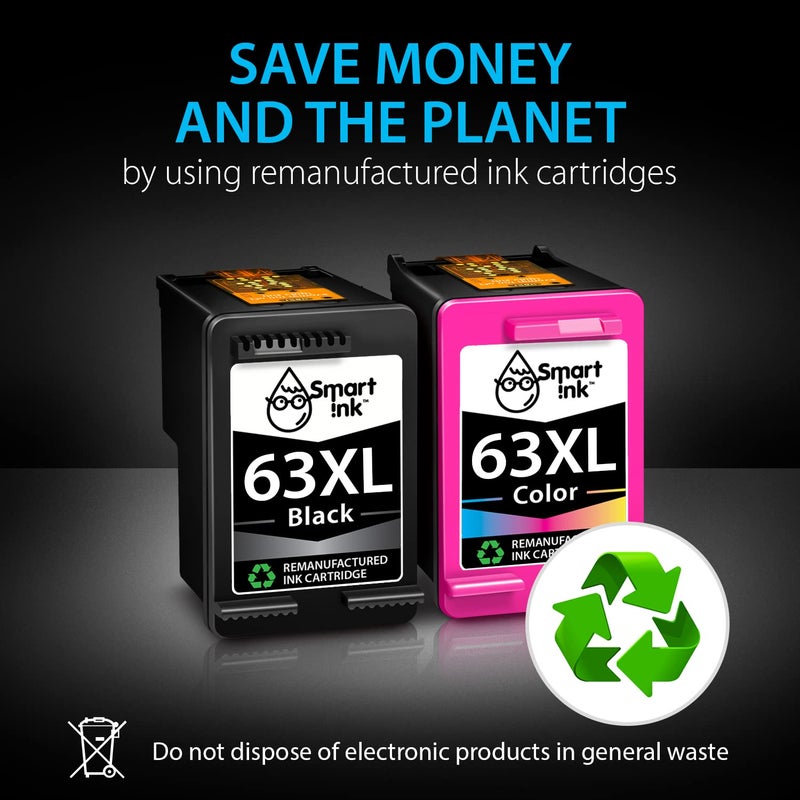 Smart Ink Remanufactured Ink Cartridges Replacement for HP 63 XL HP 63XL Black and Color 2 Combo Pack for Officejet 3830 4650 5255 5258 5200 4652 4655 Deskjet 3630 3632 1112 2132 Envy 4520 4512 3637 - Image 5
